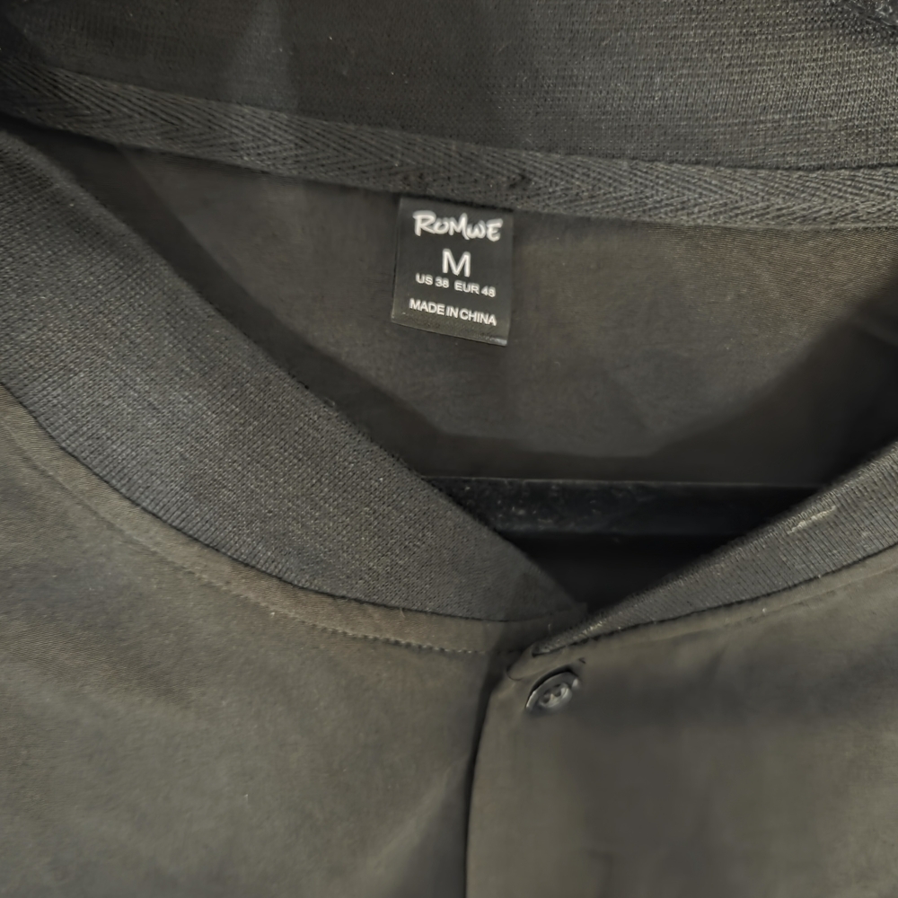 ROMWE Men's Classic Black Bomber Jacket